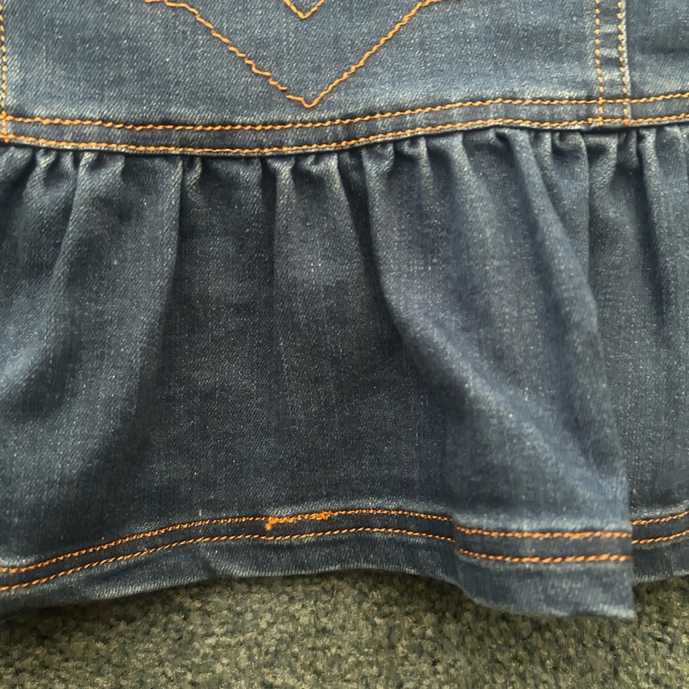 Women’s Denim peplum top - Dark Blue with Contrast Stitching - Picture 4 of 12